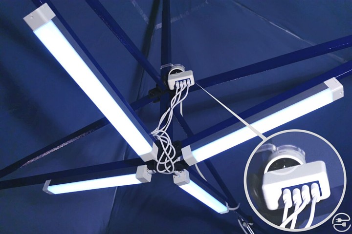 Vakarėlio palapinės apšvietimas